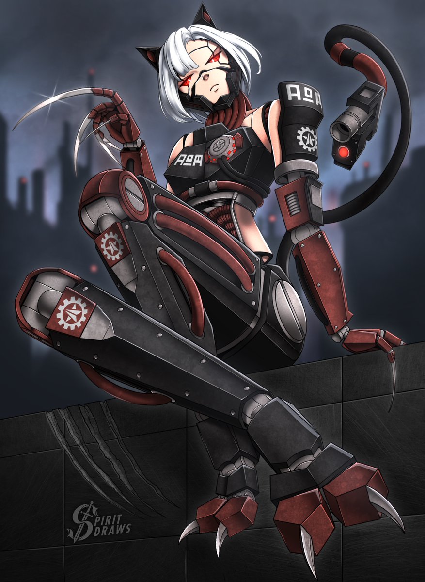 Hey guys, I'm still stuck in Cyberstan. I can now confirm: the cyborg cat girls are real! Don't try to pet them. #Helldivers2art