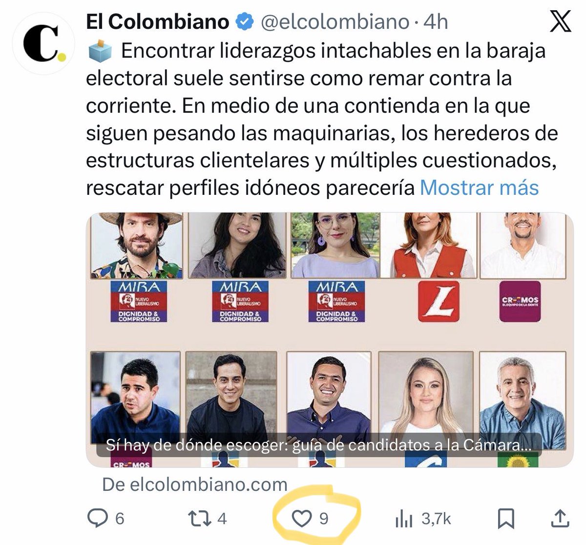 10 candidatos y 9 likes. ¿Quién fue el que no le dio like? 😂