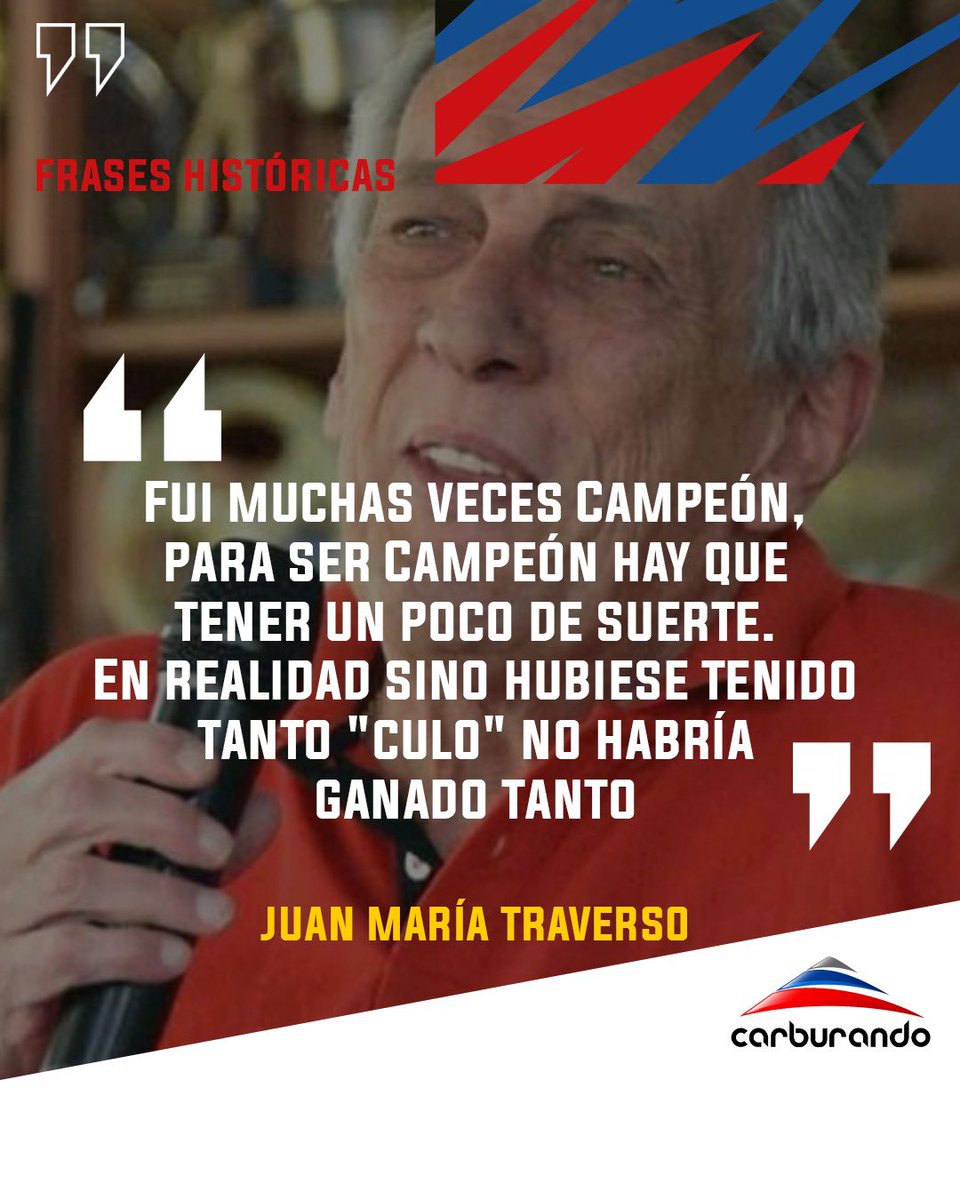 El Flaco Traverso. Ídolo absoluto, único por donde se lo mire. Y una #FraseHistórica que quedó para siempre. 🏁

#Traverso