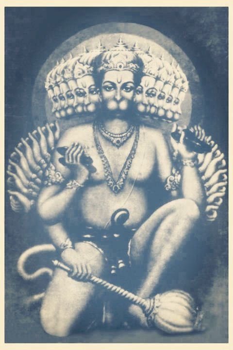 The divine picture of Bhagwan Hanuman with 11 faces .