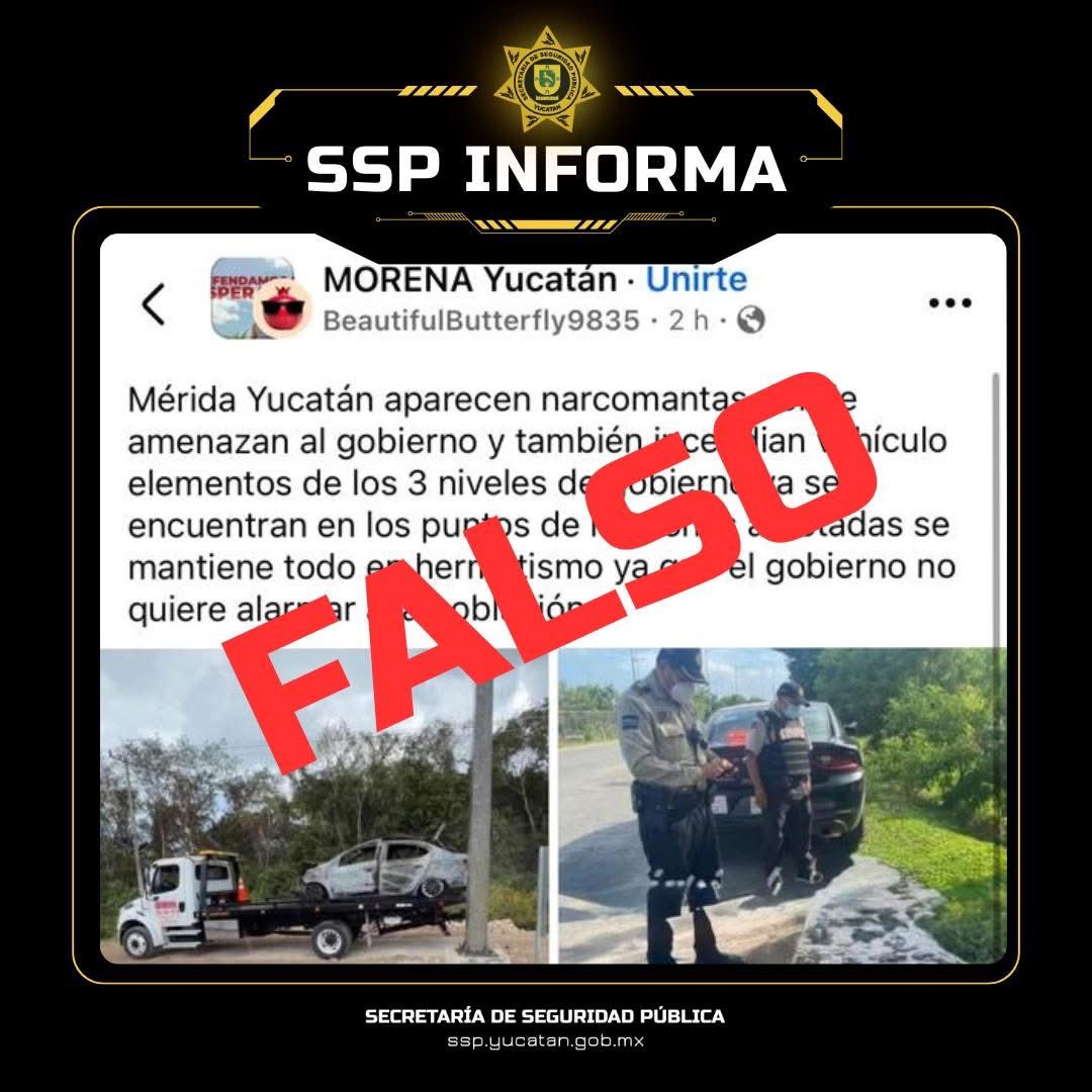🔴La Secretaría de Seguridad Pública (SSP) informa que es completamente falso que se hayan registrado detonaciones en Cabo Norte, cerca de Plaza La Isla. 

Esta versión está circulando en WhatsApp acompañada de un video que corresponde a otro estado.