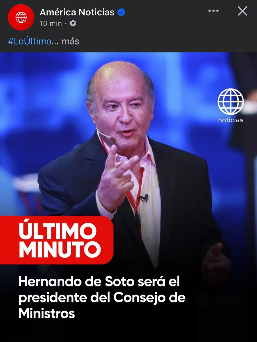 cómo que Hernando de Soto será el Premier de este gobierno???? jsjsjsj pero si Mathias Brivio y Cecilia Chacón dijeron que sería un gobierno comunista y por eso no vendría bad bunny 😭😭