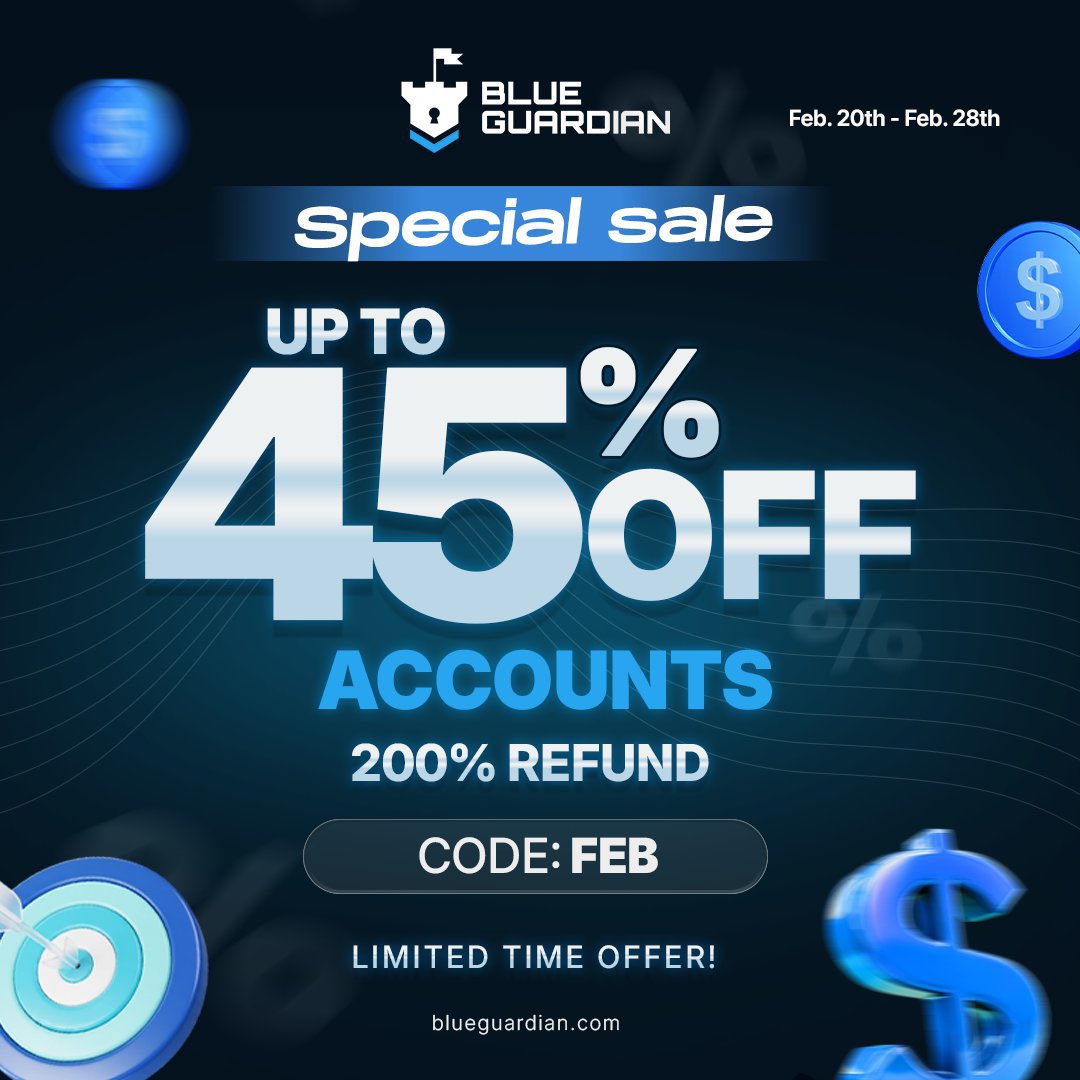 🐺 UP TO 45% OFF + 200% REFUND?!

If you’ve been waiting for the right time to start your prop firm journey… this is it.

🚨 Blue Guardian Special Sale
✅ Up to 45% OFF accounts
✅ 200% Refund
✅ Limited time only
🎟 Code: FEB

This is your chance to secure a serious account at