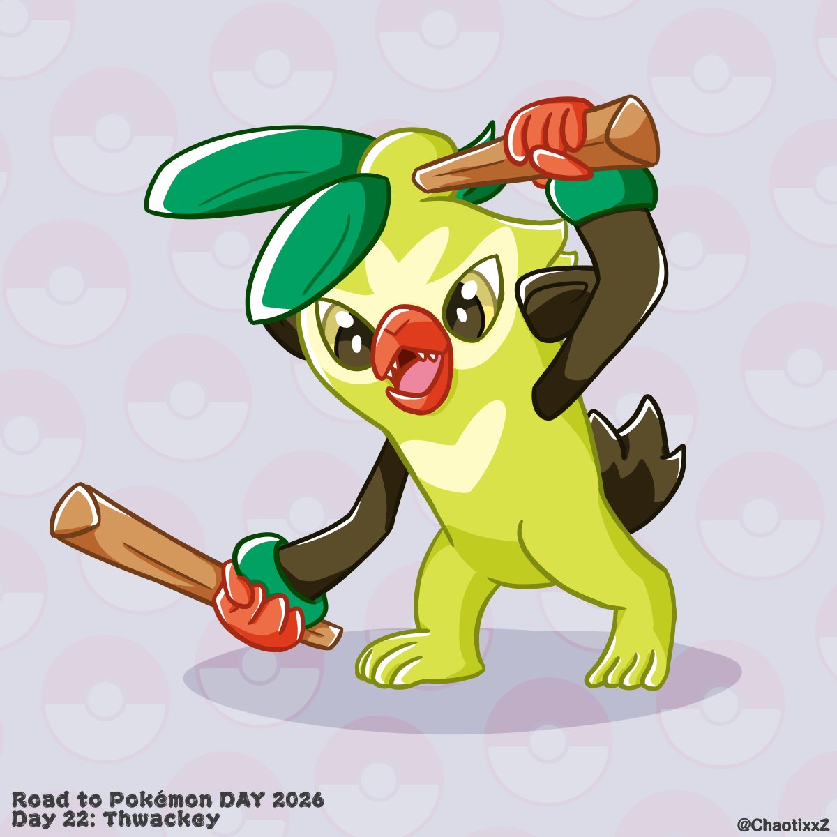 ChaotixxZ's tweet image. ROAD TO POKEMON DAY
Day 22: Thwackey

#Thwackey #Pokémon #PokémonDay2026 #digitalart