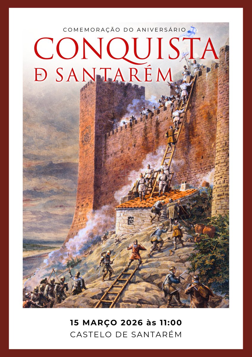 CEPortuguez's tweet photo. Comemoração do 879° Ano da   

CONQUISTA DE SANTARÉM 🇫🇮 ⚔️

15 de MARÇO de 2026  

Às 11:00 no Castelo de São Jorge 
__  

Reserva o teu lugar, contacta-nos através:
- DM 
- clube@portuguez.pt 
- whatsapp: 910 841 720 https://t.co/54Kl5QOAIP