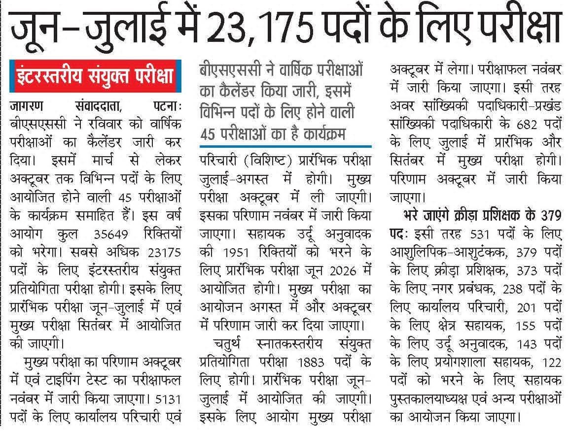 Sikshasarthi's tweet photo. ↪️जून-जुलाई में 23, 175 पदों के लिए परीक्षा

➡️23175 पदों के लिए इंटरस्तरीय संयुक्त प्रतियोगिता परीक्षा होगी।

➡️ प्रारंभिक परीक्षा जून-जुलाई में एवं मुख्य परीक्षा सितंबर में आयोजित की जाएगी। https://t.co/IzjJbtXFB5