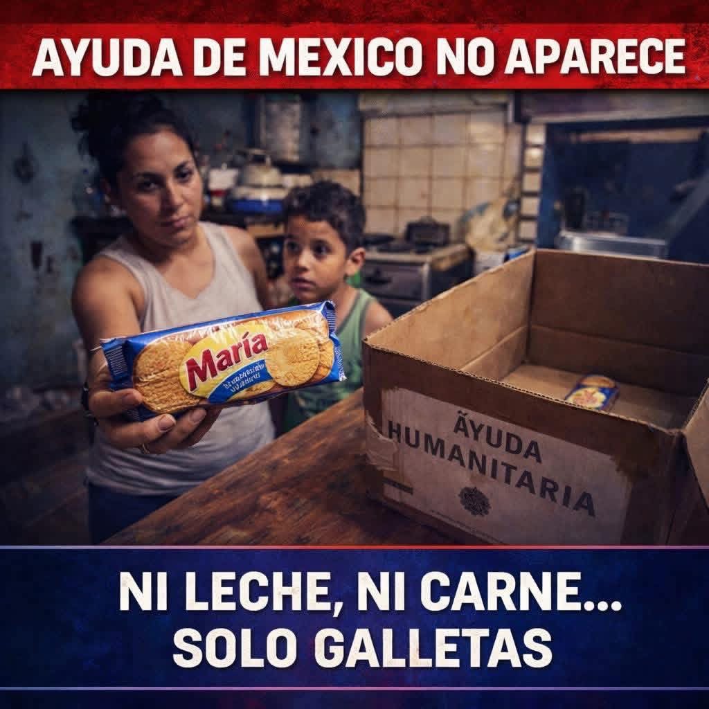 ¿Dónde está la ayuda de México hacia Cuba?

DE TONELADAS DE AYUDA… SOLO QUEDARON GALLETAS MARÍA.
La indignación crece en Güira de Melena. Padres denuncian en redes sociales que la única ayuda recibida para los niños, proveniente de México, ha sido un simple paquete de galletas