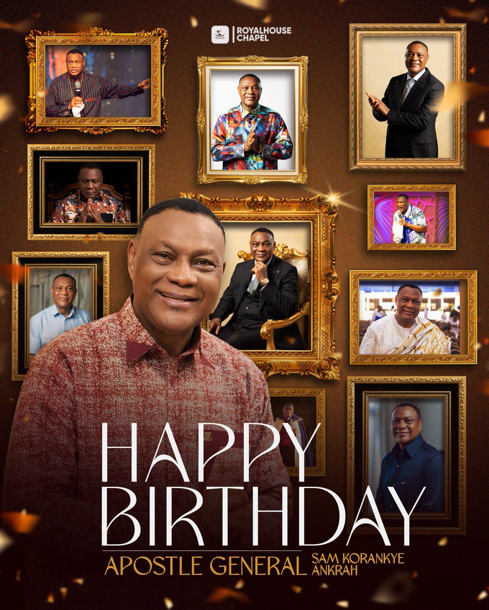 Celebrating 66 years of grace, mercy and impact!
#HappyBirthday Apostle General, Cheers to a new foundation 🥂

#AGis66
#SamKorankyeAnkrah 
#RoyalhouseChapel