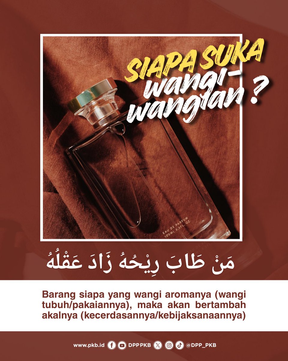 DPP_PKB's tweet photo. Siapa tim yang nggak pernah skip wangi? 🙋🏻♂️🙋🏻♀️
#wangi
#reminder https://t.co/hQ3pZVW4i5