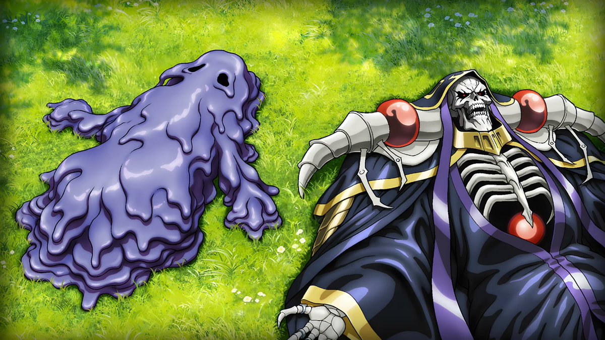 Overlord's Mass for the Dead Game released a new visual of Momonga and Herohero in the New World gazing on some clouds! #overlord