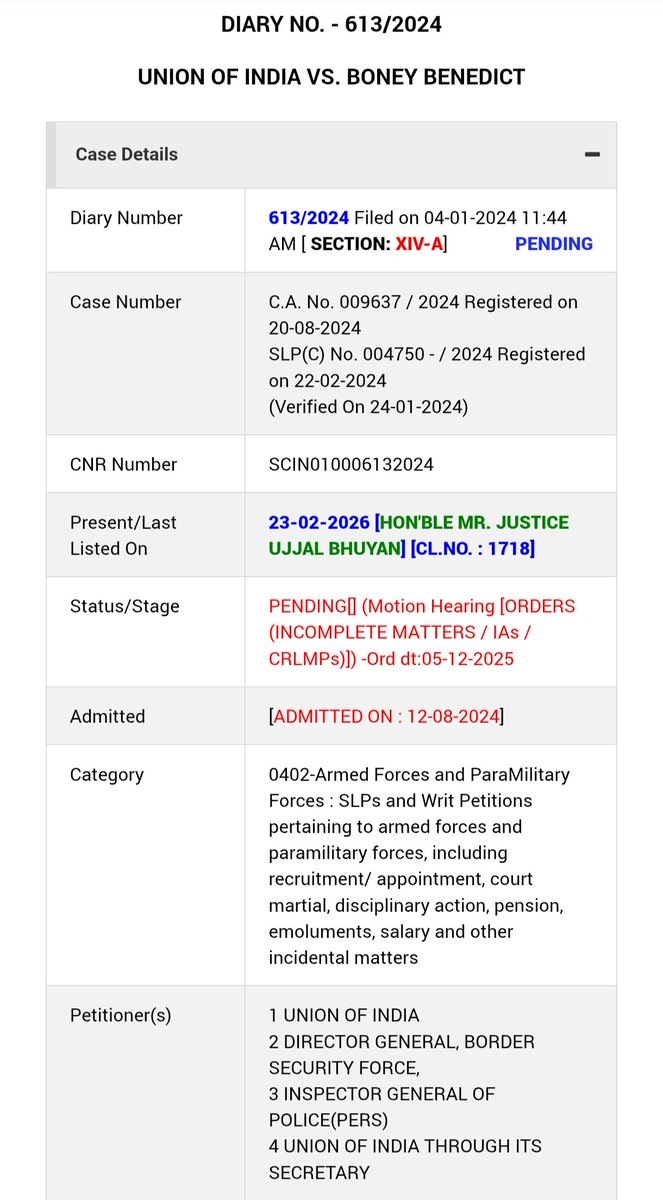 CAPF जवानों के पुरानी पेंशन केस की सुनवाई की नई तारीख आज यानी 23 फरवरी अपडेट की गई है।

देखना होगा आज सुनवाई हो पाएगी या नहीं।