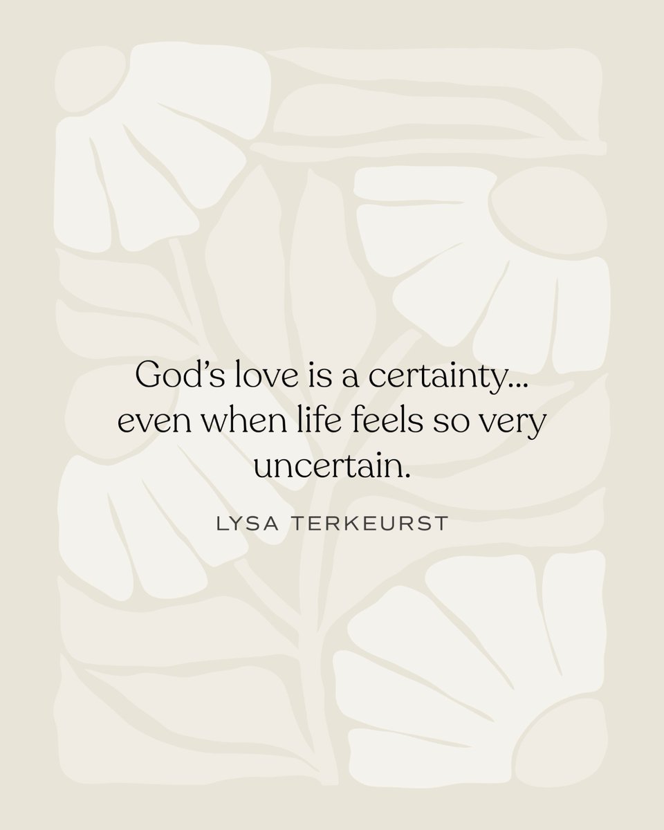 LysaTerKeurst's tweet photo. When everything else feels like it’s up in the air or unstable, we can stand on the firm foundation of God’s love. He is steady, unmoving, and unchanging. Always faithful. Thank you, Lord. https://t.co/3AXL74wrKe