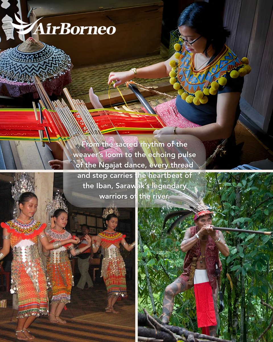 TheAirBorneo's tweet photo. "The pattern came to me in my sleep, and my hands followed." For the Iban weaver, a Pua Kumbu is not woven with thread alone. It is woven with dreams.
Start your story today at https://t.co/3h8lD2hnMi.
#AirBorneo #WingsOfUnity #BorneoForYou #TravelBorneo #GatewayToBorneo https://t.co/8ZnGSRCfYd
