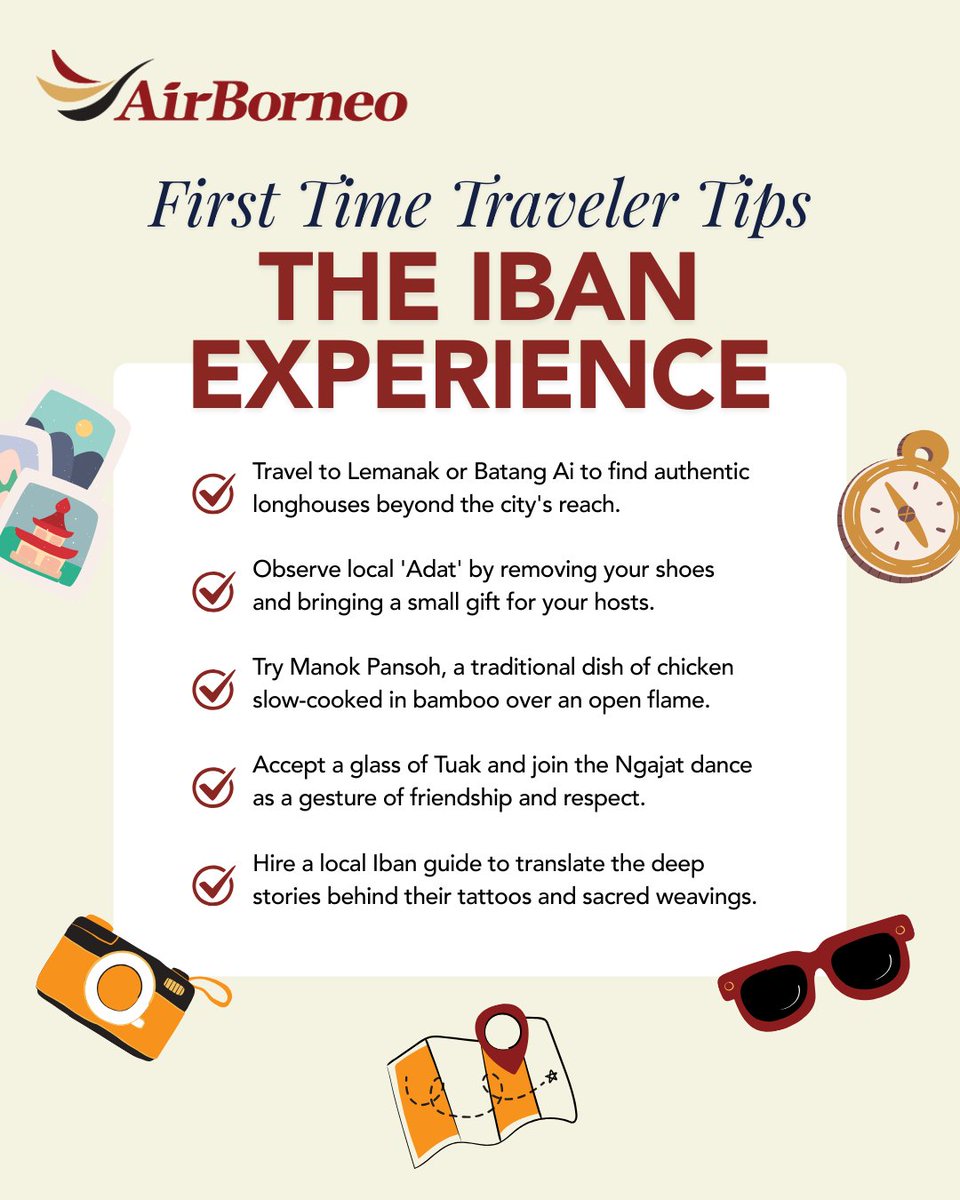 "The pattern came to me in my sleep, and my hands followed." For the Iban weaver, a Pua Kumbu is not woven with thread alone. It is woven with dreams. 

Start your story today at airborneo.com.

#AirBorneo #WingsOfUnity #BorneoForYou #TravelBorneo #GatewayToBorneo