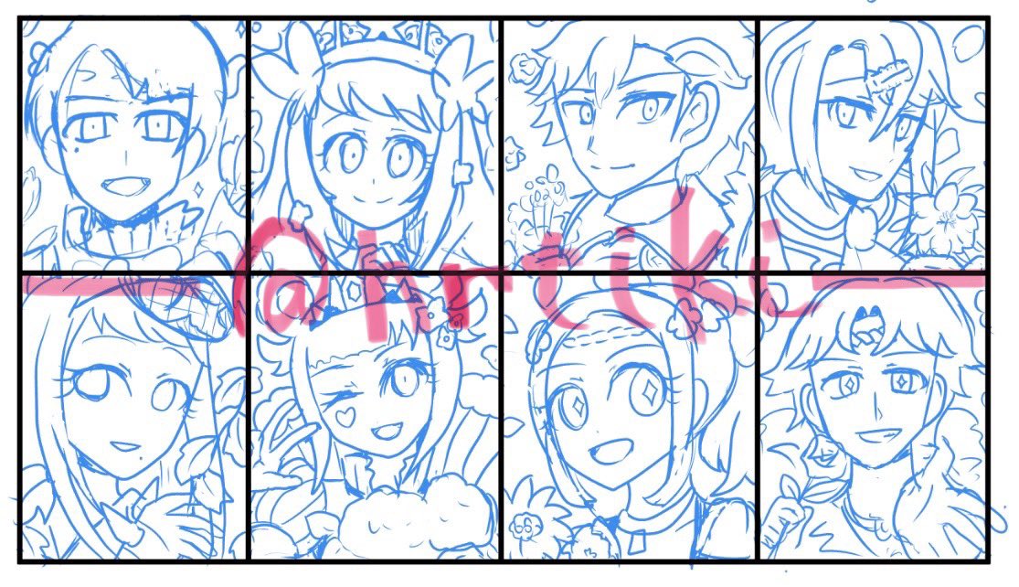 エンゲージ王族連作豆色紙の構図（案）を作るなどしていました！ 問題