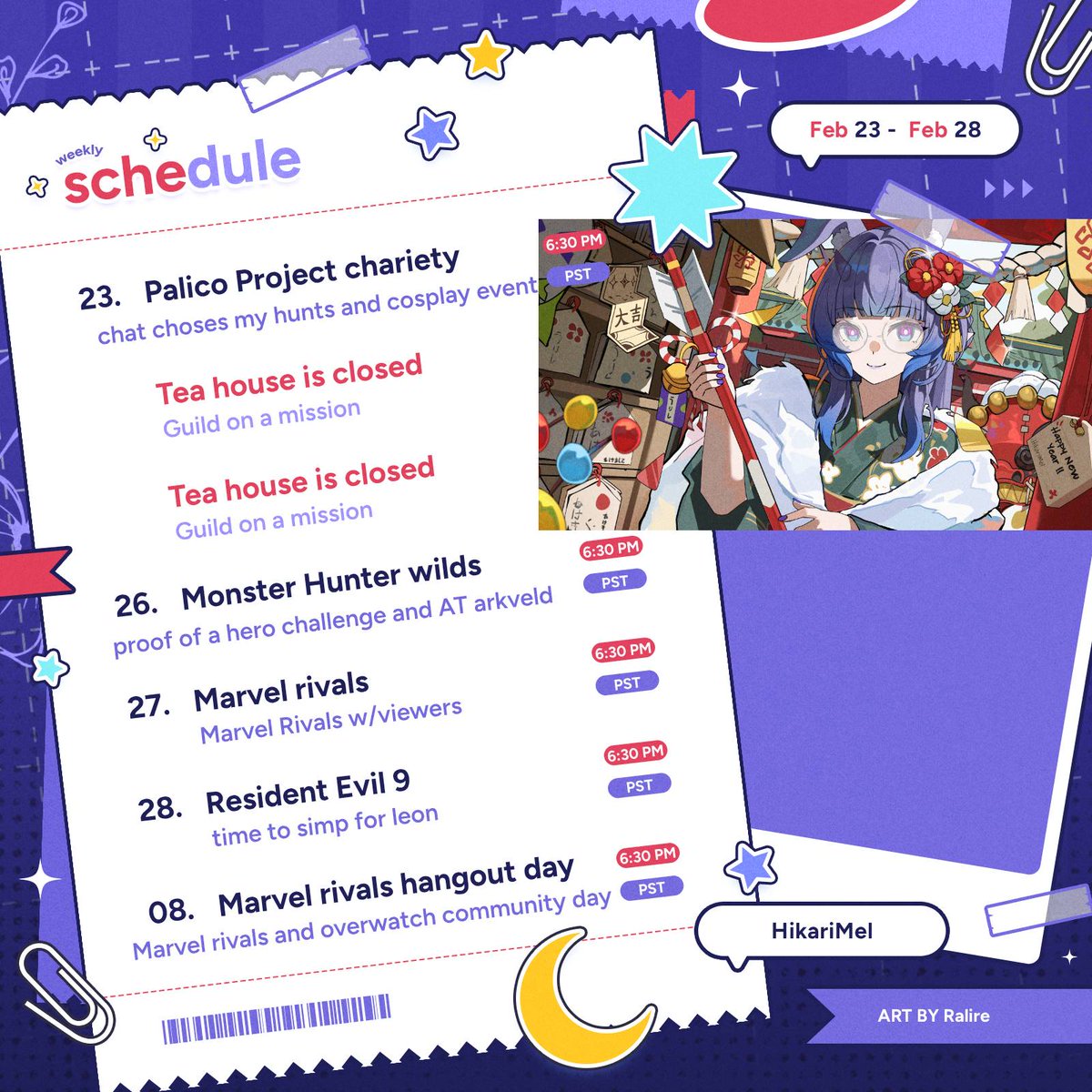 this is the schedule for this coming week. we are going to try to make it to the goal for 400 for gamer outreach sorry everyone for canceled streams and also having to only stream for two days we will continue on monday and also thursday so we can at least make it