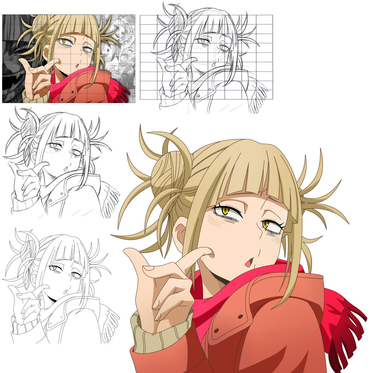 Doing some Toga redraws to help learn how she's styled and her proportions!

I love the grid method for this, it really helps me figure out what I should be doing when I'm trying new styles.

#BNHAfanart #mhafanart #togahimiko