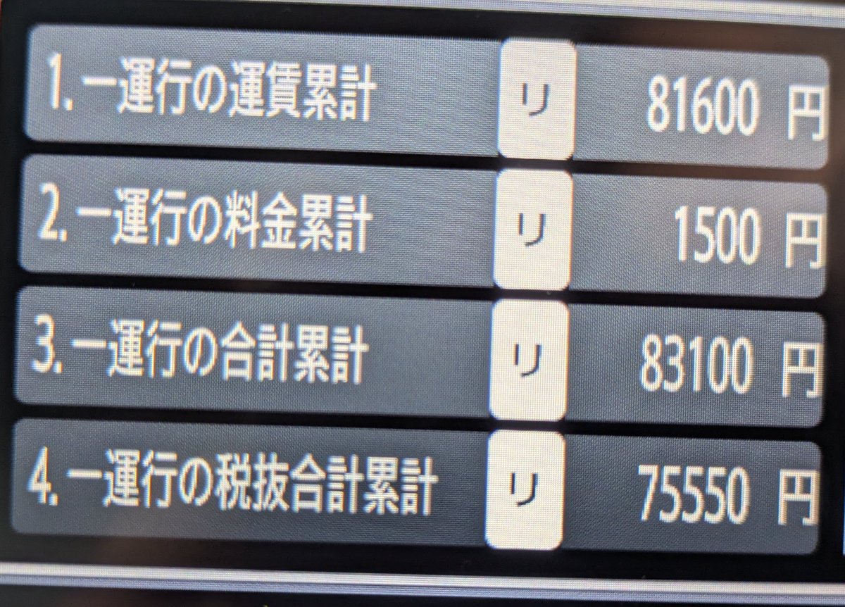 はい、きこりんぐー

前回と打って変わって単価がついてこない1日でした

暖かくなったせいか深夜でも歩いてる人を色んなところで見かけましたね
歩いてるだけで乗りませんでしたけど

無事故無違反ノークレームで終われたことに感謝！