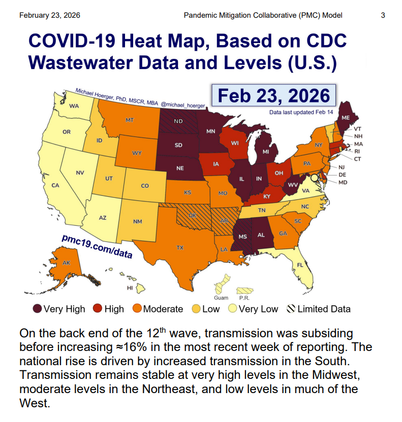 🇺🇸US Weekly COVID update: Feb 23, 2026 🔸1 in 58 Actively Infectious 🔸