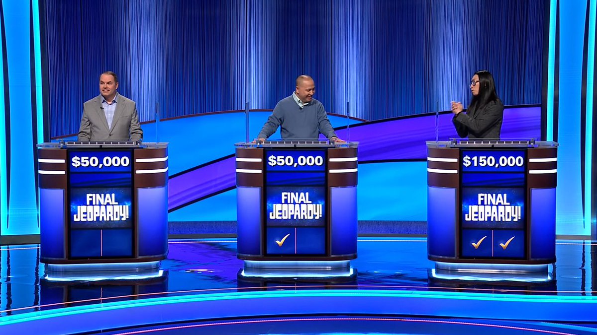 On Friday night on Game 3 of the FINALS, 5x champion Andrew He clinched his 2nd and final win with $48,801 which then got bumped up to $150,000 making Andrew the winner of the 2026 <a href="/Jeopardy/">Jeopardy!</a>! INVITATIONAL TOURNAMENT!! Congrats Andrew. #JeopardyInvitationalTournament 📺🟦👏🏽