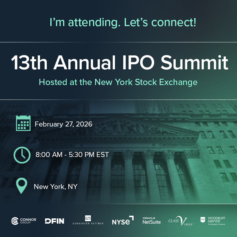 Looking forward to being in New York later this week for the 13th Annual IPO Summit, hosted at the NYSE.

Grateful for the opportunity to attend via the <a href="/ProAthleteCom/">Pro Athlete Community (PAC)</a> If you’ll be attending the summit or will be in NYC around that time, I’d love to connect.