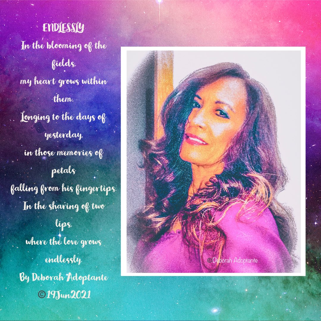 AdoptanteL's tweet image. ENDLESSLY 

In the blooming of the fields,
my heart grows within them.
Longing to the days of yesterday, 
in those memories of petals
falling from his fingertips. 
In the sharing of two lips,
where the love grows endlessly.

By Deborah Adoptante

#Endlessly #DeborahAdoptanteArt