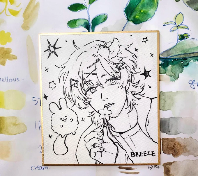 Prepping to paint a shikishi comm sample (my friends OC) 