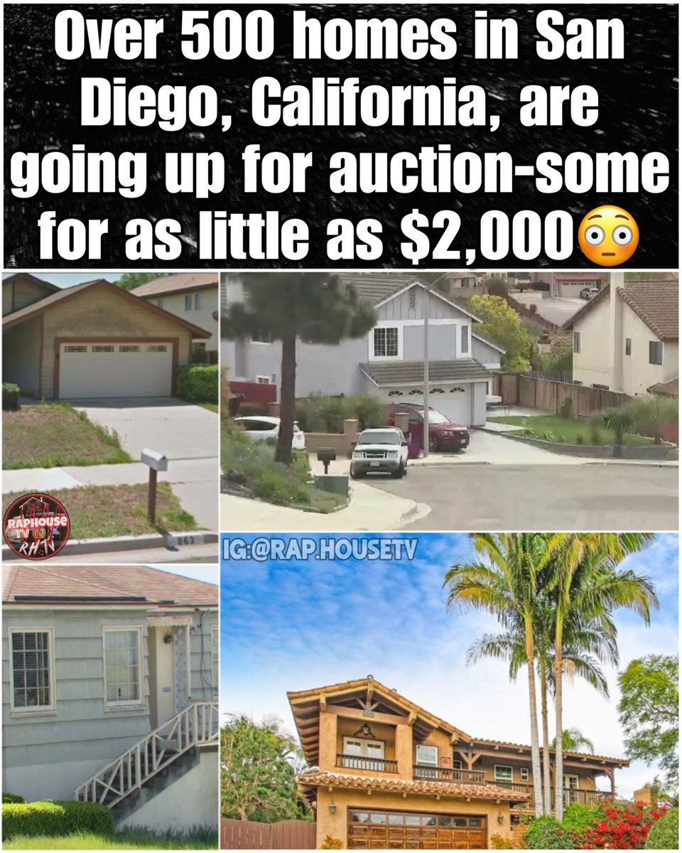 Over 500 homes in San Diego, California, are going up for auction-some for as little as $2,000 😳💸