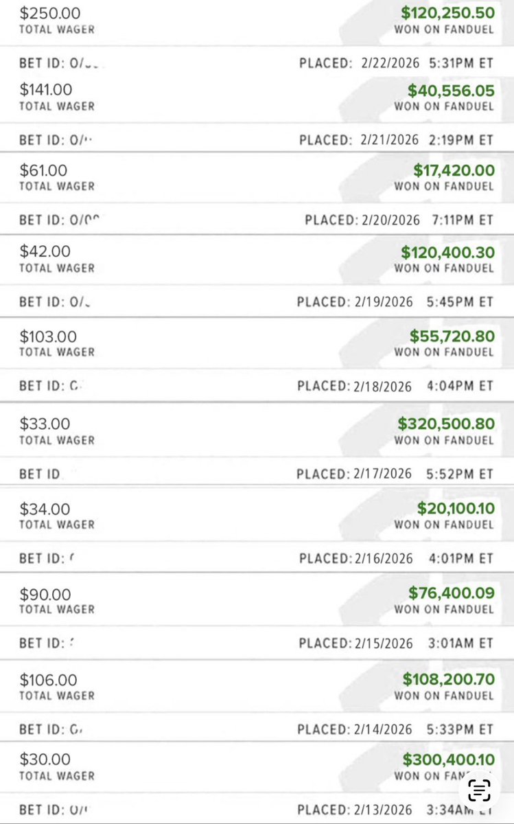 This month has been epic. Million dollars worth of wins from just $900 in bets. Giving away $1000 to 1st 100 that likes &amp; retweet. Yes I smacked FD for millions and they haven’t closed my account. 😂 
Someone actually sent this to me and asked me if it’s real. 🤣 y’all stop it