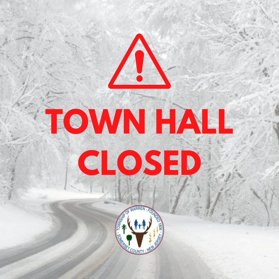 Due to the inclement weather, Warren Township Municipal Offices will be CLOSED on Monday, February 23, 2026.

Have a safe and warm day!