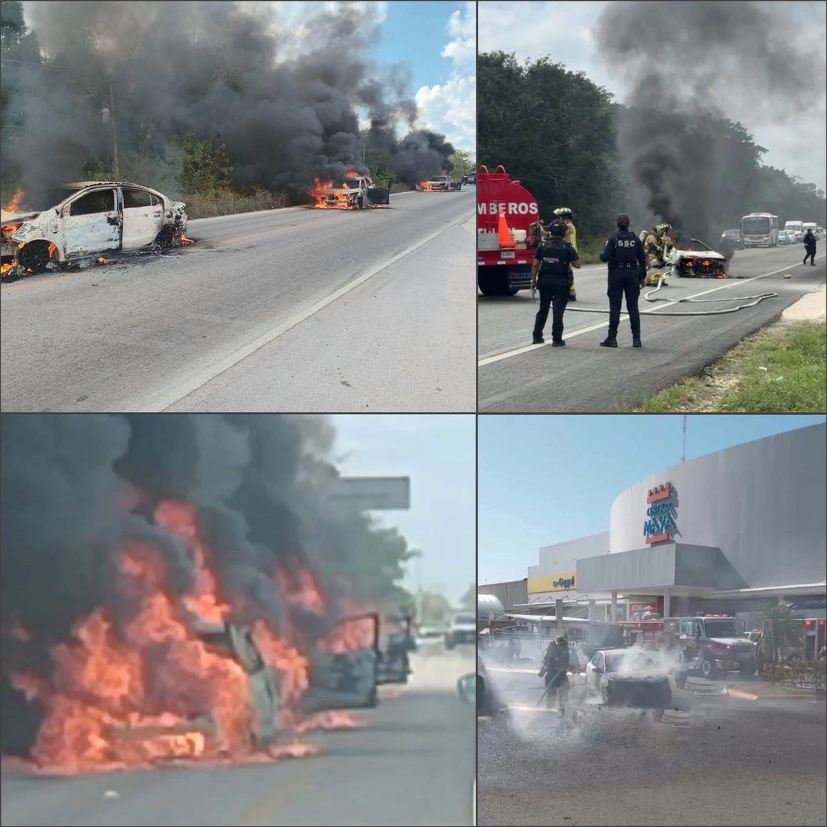 quintanaroonews's tweet image. #Entérate Llama Hermelinda @MaraLezama “hechos aislados” a la quema de más de 15 vehículos en #QuintanaRoo por parte del #CO y dice que la audiencia en Felipe Carrillo Puerto, programada para el día de mañana lunes, fue suspendida por motivos climatológicos, por lluvias y fuertes