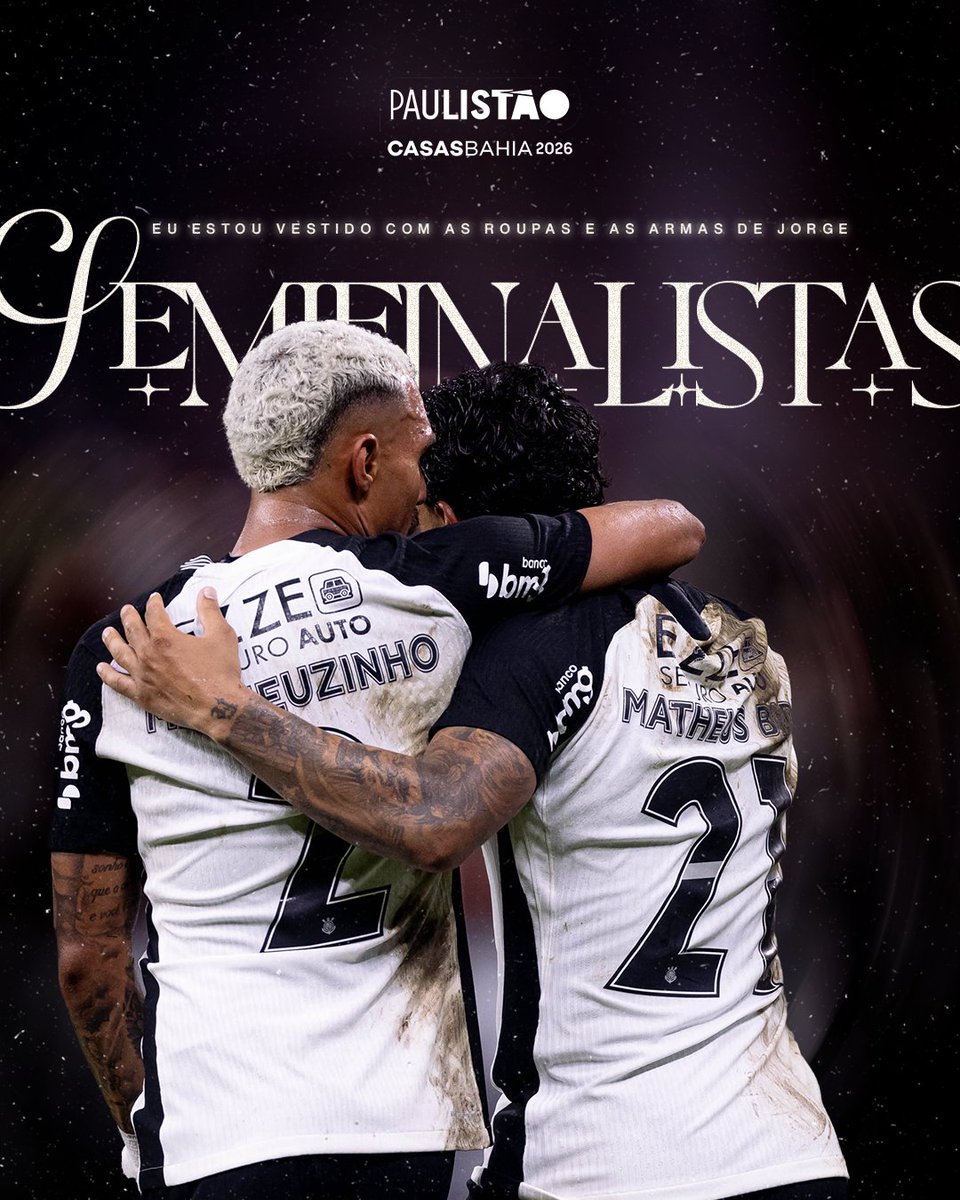 SEMIFINALISTAS! 🔜

O TIMÃO ESTÁ CLASSIFICADO PARA A SEMFINAL DO PAULISTÃO 2026! 🔜

#VaiCorinthians