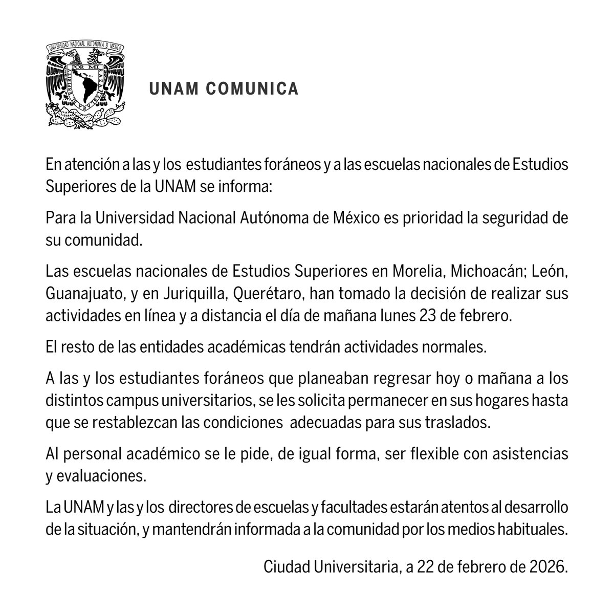 La UNAM comunica.