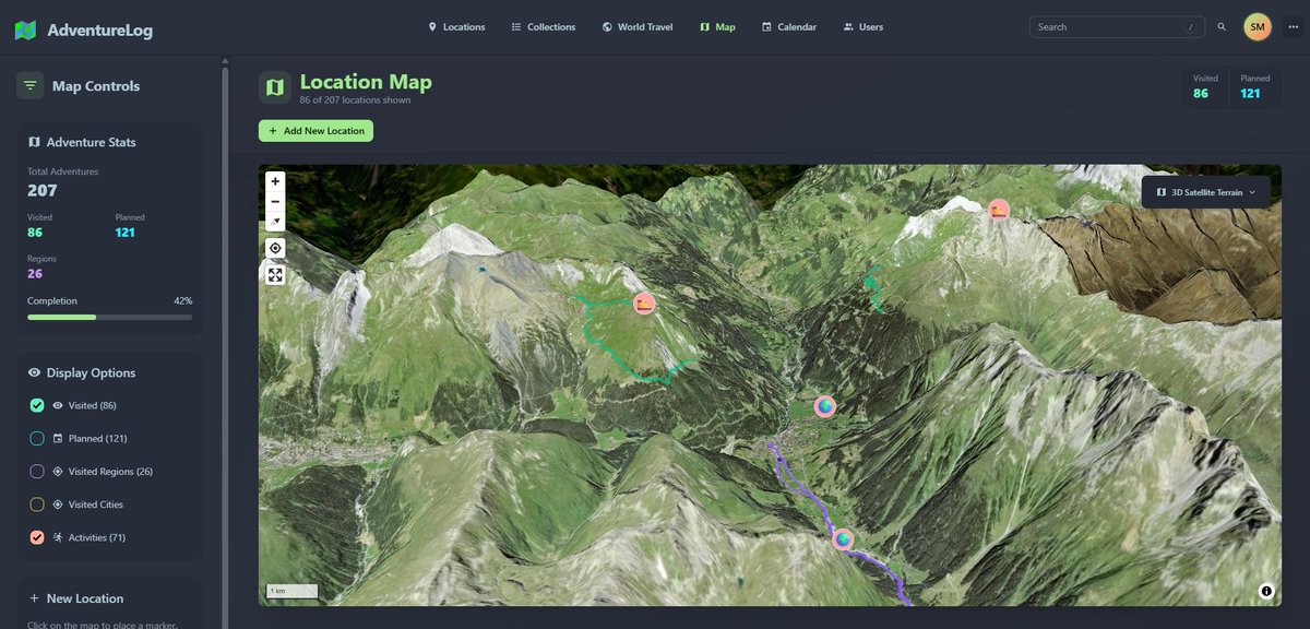 AdventureLogApp's tweet photo. AdventureLog v0.12.0 is live!

This is one of the biggest updates yet, unlocking full self-hosted trip planning!

✨ Drag-and-drop itineraries
💸 Built-in trip budgets
🗺️ Smarter map planning
🚗 GPX uploads for routes
🔐 Expanded OIDC suppor

https://t.co/73MI1imjzu

#selfhosted https://t.co/I7ABLO7x9r