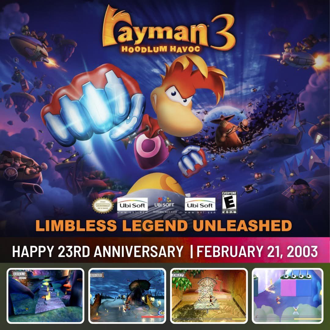 Happy 23rd birthday, Rayman 3: Hoodlum Havoc! #Rayman #Ubisoft