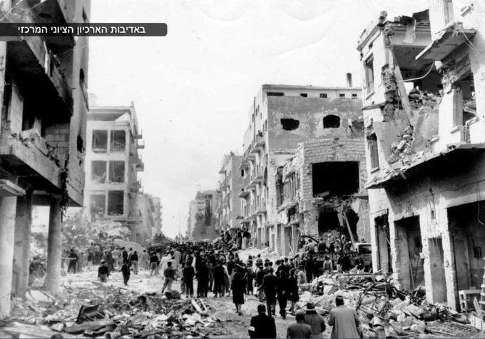 "This is not Gaza. This is Ben Yehuda Street in Jerusalem, moments after the brutal truck bombing carried out by British deserters in the service of the Palestinian Arab leadership.

It happened exactly 78 years ago, on Sunday morning, February 22, 1948 — three months before
