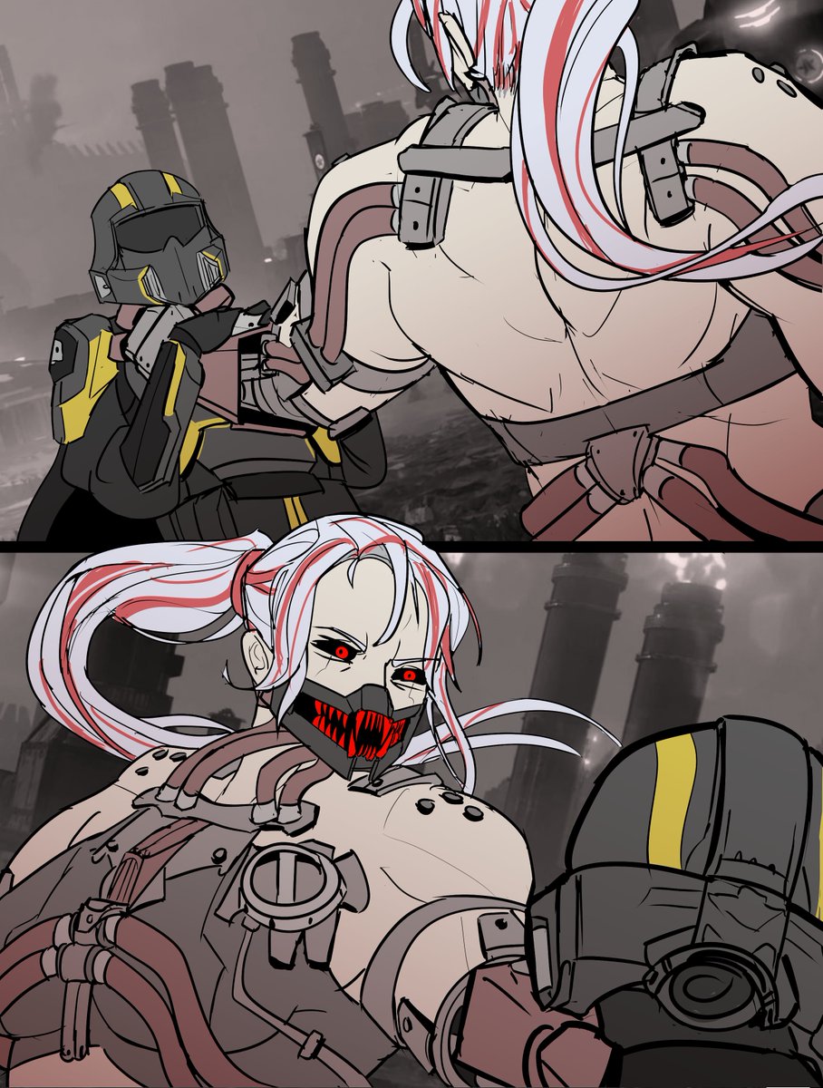 poultry_art's tweet photo. #helldivers2 commission for u/voidfoxy of their cyborg oc!  cleaning up cyberstan stragglers https://t.co/NRR8XhOQVH
