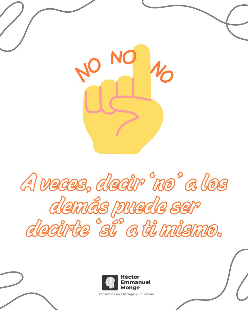hemg21's tweet photo. Decir ‘no’ a los demás es decirte ‘sí’ a ti mismo.

Establecer límites y priorizar el autocuidado no solo mejora tu regulación emocional, también previene el agotamiento.

🛑 Decir NO es un acto de amor propio. ¡Prioriza tu bienestar y establece límites saludables! https://t.co/SpayJGtOBm