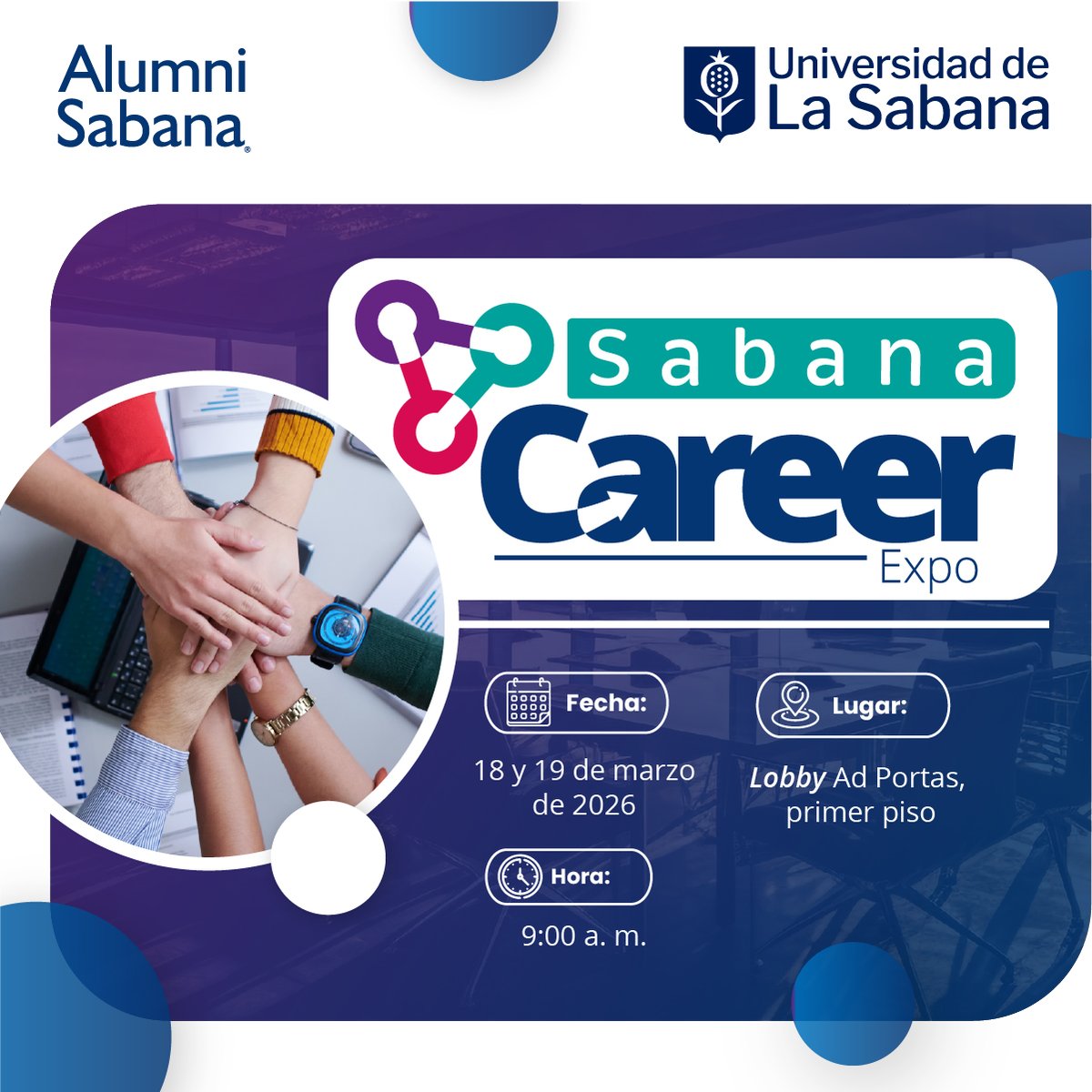 ¡Ya viene Sabana Career Expo!

Prepárate para conectar con empresas, descubrir oportunidades laborales y potenciar tu perfil profesional.

🗓️ 18 y 19 de marzo
🕘 9:00 a.m. a 1:00 p.m.
📍 Lobby del edificio Ad Portas – Universidad de La Sabana
💼 Charlas de hoja de vida,