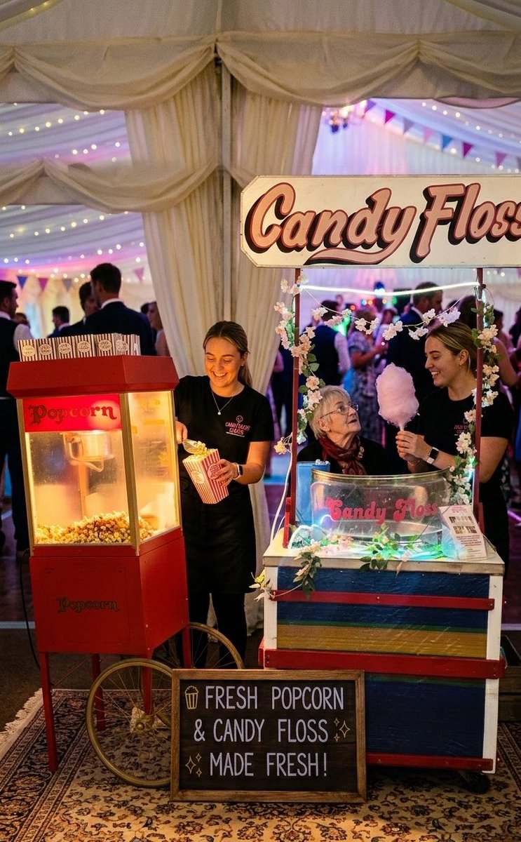 🍿✨ Fresh, Fluffy, and Made Right Before Your Eyes! ✨🍿

At Candy Floss Events, we don’t just serve popcorn – we make it live! Unlike cinemas or other companies that buy pre-packed popcorn, our popcorn is freshly popped at your event, giving that irresistible aroma &amp; taste!