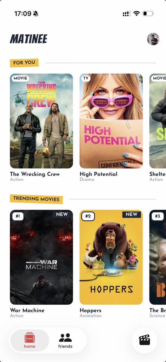 KDechiraju's tweet photo. Shipped something new today.

Matinee is now live on iOS 🍿

A movie tracking app built around friends and recommendations.

You can:
- Track movies &amp; TV shows
- Connect with friends
- Share recommendations

This is v1.
Building &amp; improving in public. https://t.co/hrOu3cWnim