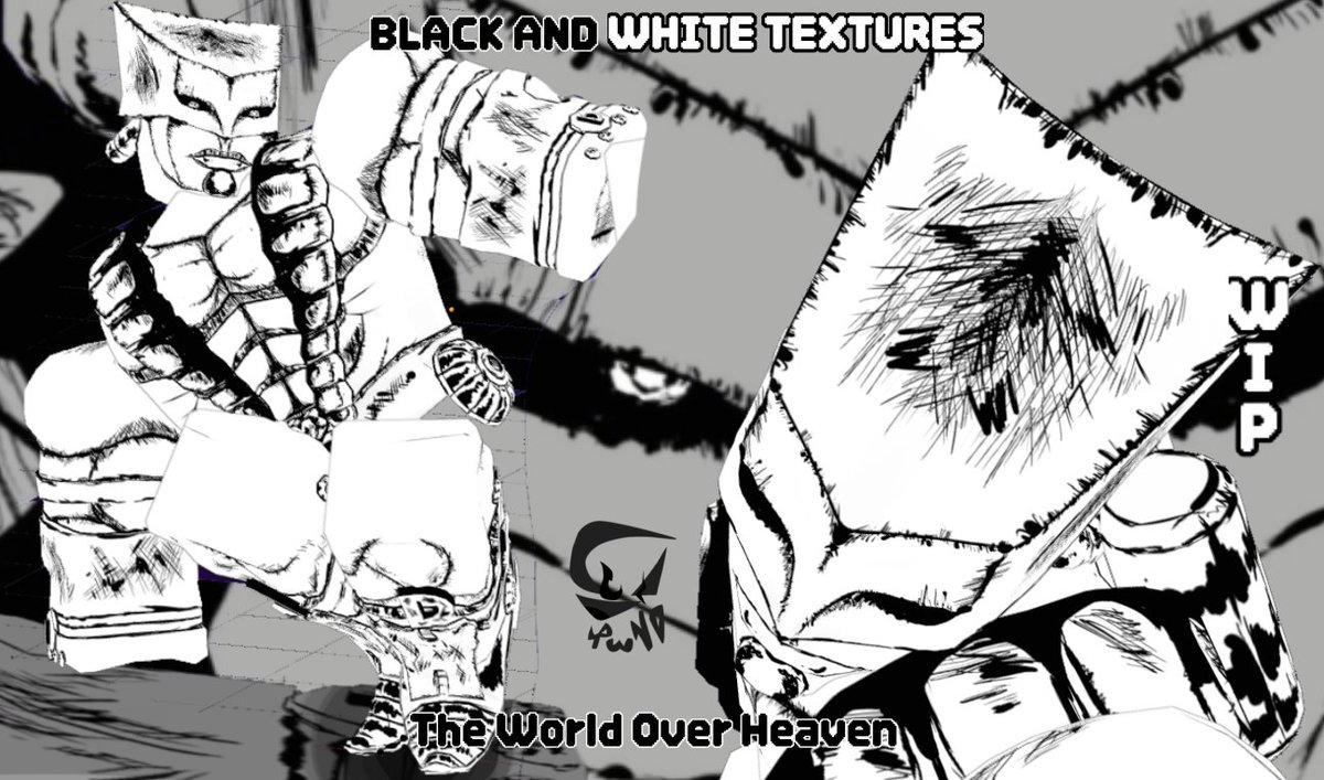 Blotched TWOH  (wip so black n white textures)
Welcome back indeed Reminded

⏪
#ROBLOX #RobloxDev #jjba
