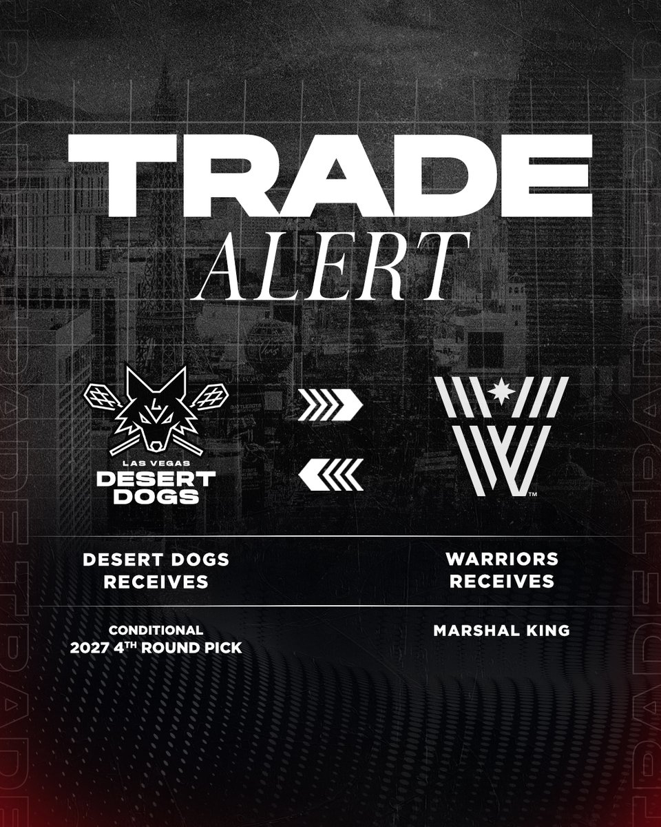 vegasdesertdogs's tweet photo. 🚨 TRADE ALERT 🚨 
Las Vegas is trading Marshal King to Vancouver for a conditional 2027 4th Round Pick. https://t.co/PydLz1uDDC