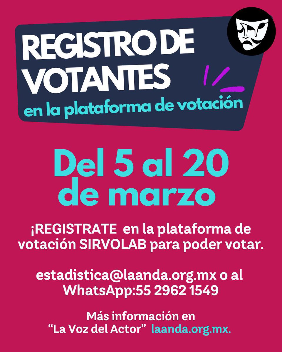 Recuerda que si necesitas ayuda, puedes acudir al Lobby del Teatro Jorge Negrete ( Salón Siqueiros) y habrá algún integrante de la Comisión Electoral que te apoye con tu registro. #EleccionesANDA2026 #Vota #SomosANDA