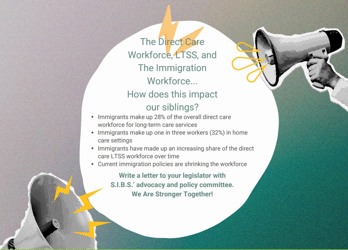 SIBS_Network's tweet photo. Virtual event — March 19, 2026 • 6:30–7:30 PM CT: Steps to Address the Care Workforce Crisis in Today’s Climate. Discuss direct care, LTSS, the immigrant workforce, and policy action to support our siblings. More info: https://t.co/ooBfOW7WqZ #CareWorkforce #LTSS #PolicyChange https://t.co/aA4eJRJMw1