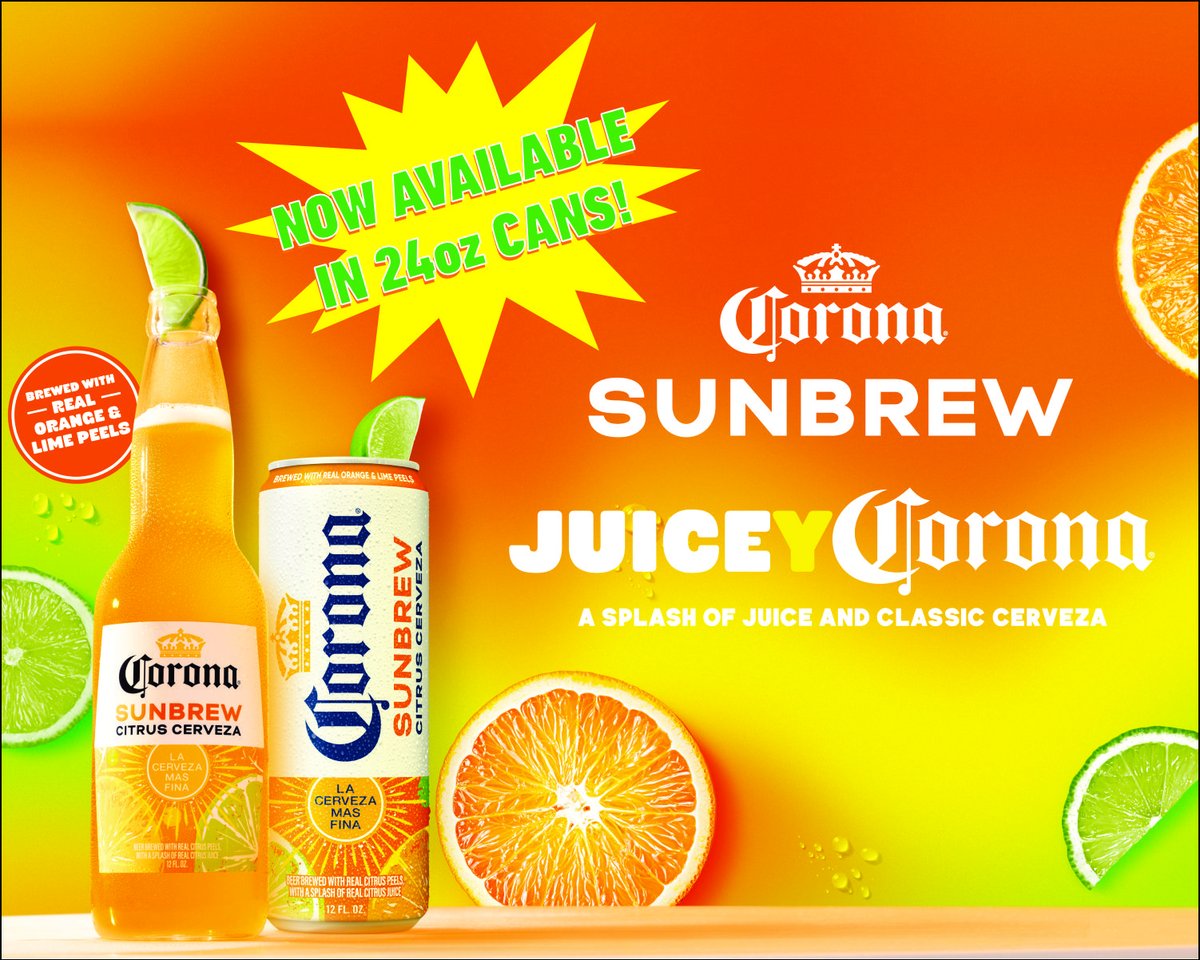 KlossDistribut1's tweet photo. Featured Brand of the Week!

Corona Sunbrew

They’re calling it “the drink of the summer” – Corona Sunbrew Citrus Cerveza is a refreshingly flavorful take on traditional Mexican beer and is now available in 24oz Cans!

With Sunbrew, Corona takes its signature smooth, refreshing taste and amps it up with bold citrus flavor. Brewed with real orange and lime peels, plus a splash of fresh citrus juice, Corona Sunbrew Citrus Cerveza is designed to deliver a sun-kissed, fruit-forward profile that enhances the easy-drinking experience Corona is famous for.

Call it sunshine in a can, Sunbrew pairs best with a day in the sun and your friends by your side. Contact your Kloss rep today to get a hold of the Citrus Cerveza for those who crave vibrant flavor and effortless refreshment.