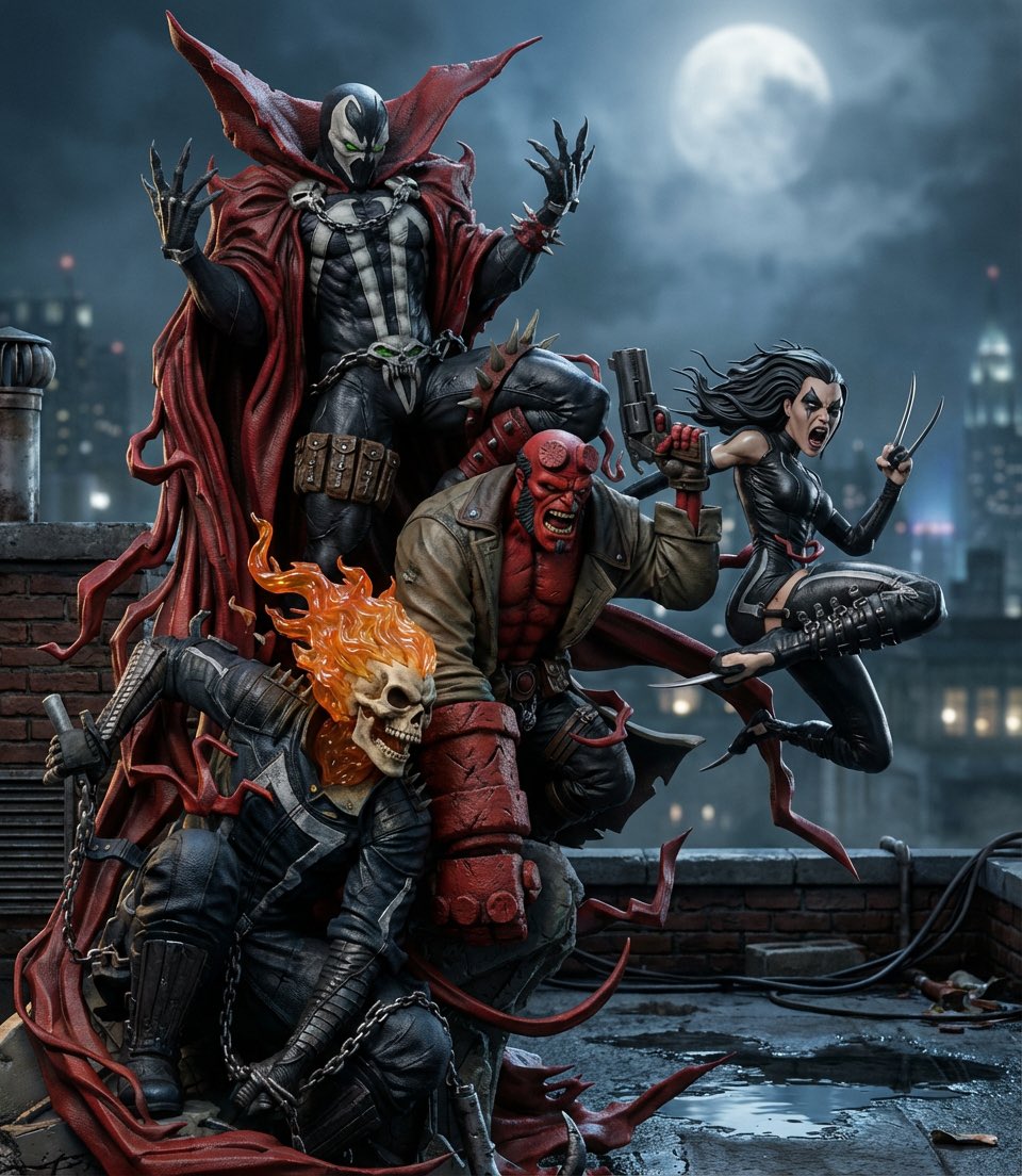 Spawn/Ghost Rider/HellBoy/X-23
#Spawn #HellSpawn #AlSimmons #3D #GhostRider #HellBoy #X23 #ImageComics #Marvel #ToddMcFarlane