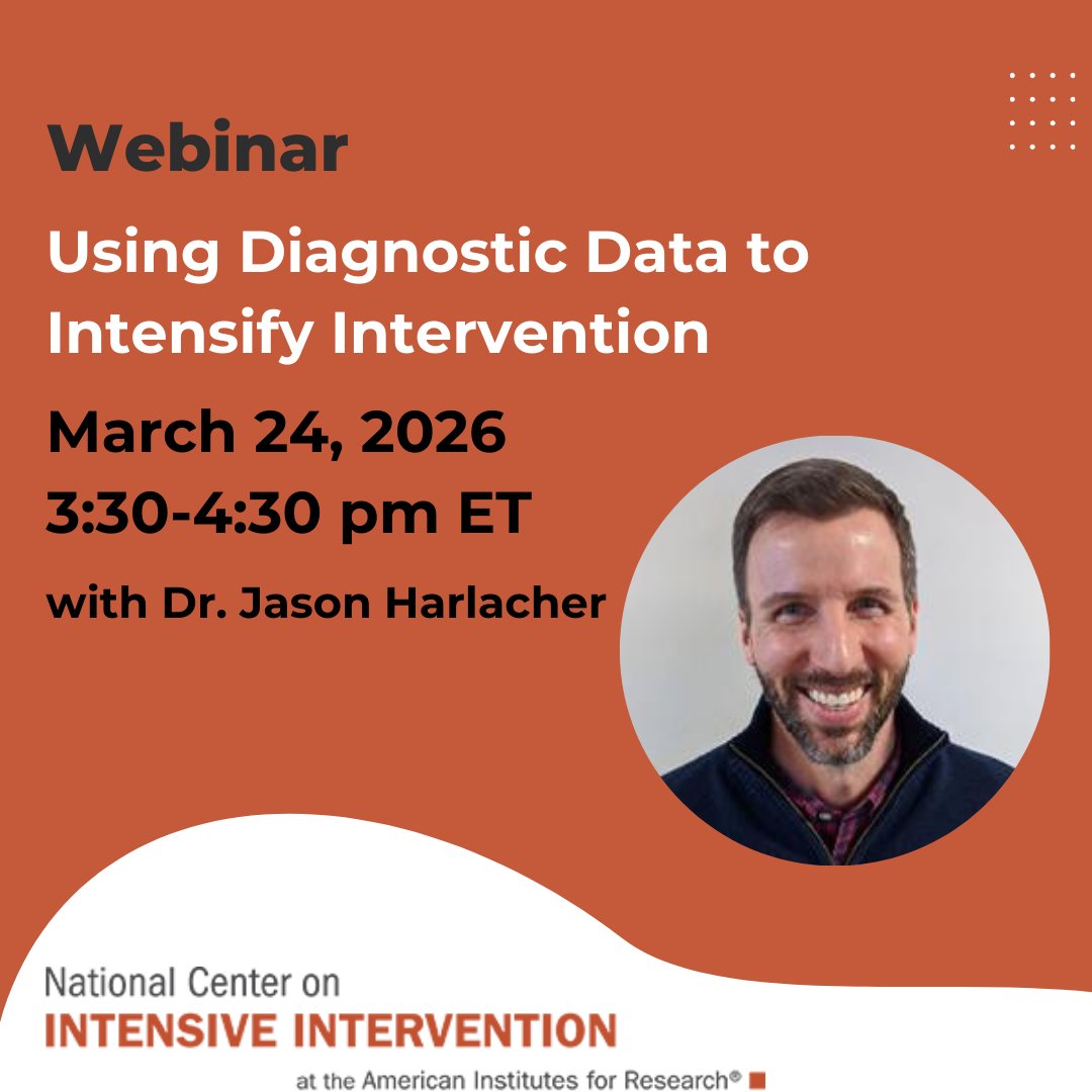 TheNCII's tweet photo. Do you know what to do when students are not responding to intervention? Join Dr. Jason Harlacher on March 24, 2026, at 3:30 pm ET for a free webinar to learn how diagnostic data can help you “see things clearly.” Register for the webinar here: https://t.co/r4vbk2rhS4 https://t.co/Fu3PmrN2Uj