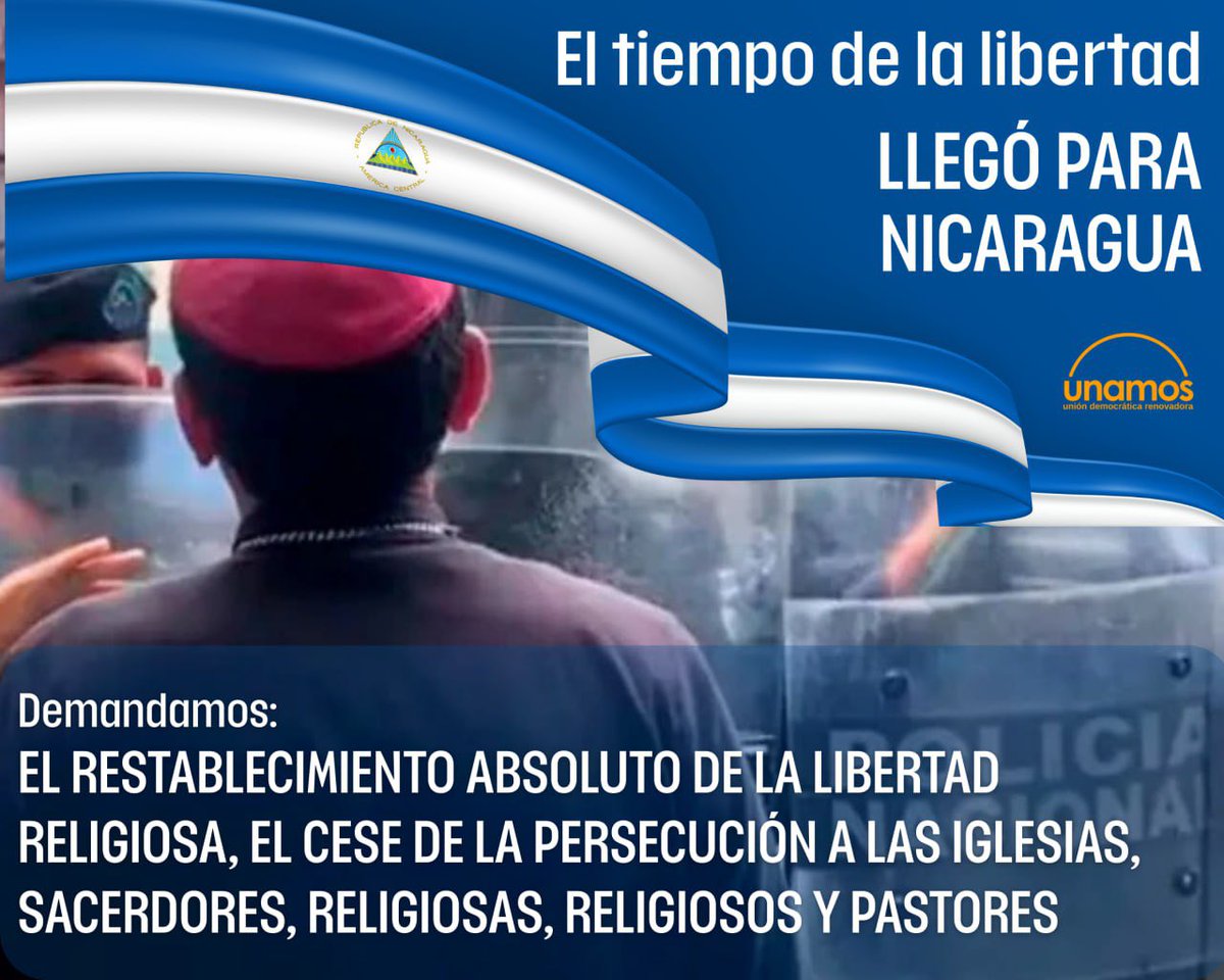 🗣️🇳🇮 Demandamos el restablecimiento absoluto de la libertad religiosa, cese de la persecución a las iglesias, sacerdotes, religiosas, religiosos y pastores.

#Nicaragua