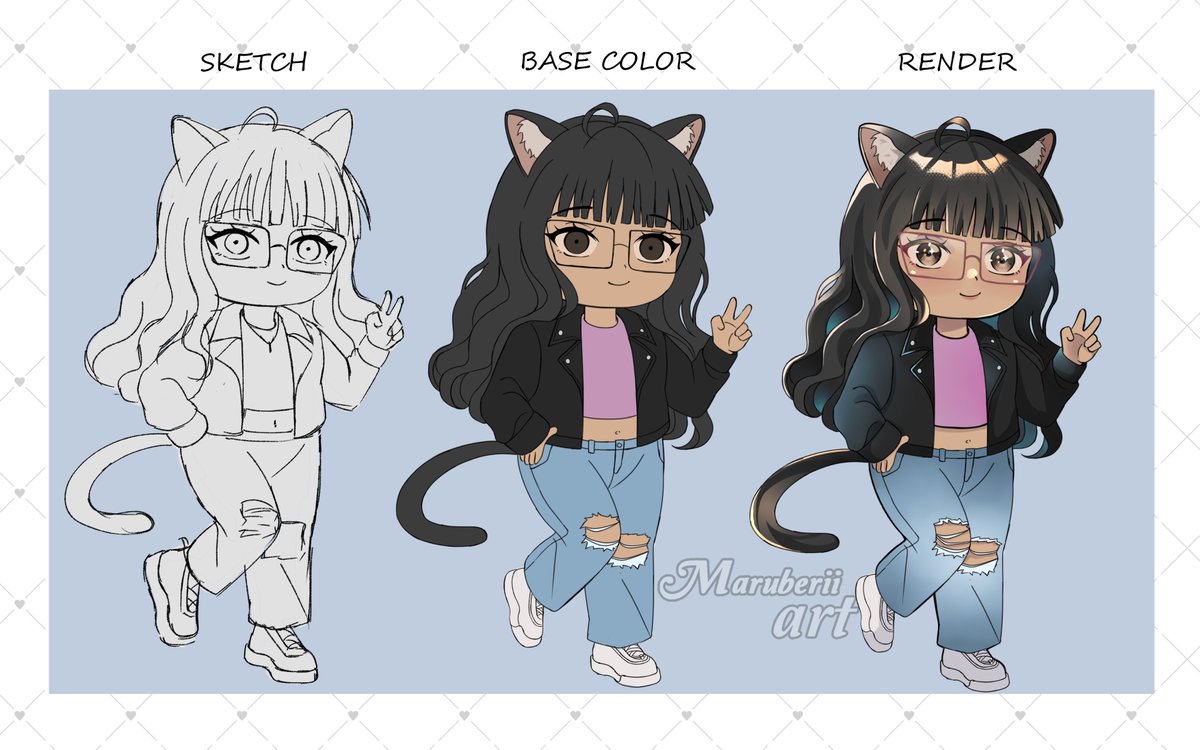 Recently, I've been drawing more chibis, and I think I'm more comfortable with this style (˶ˆ꒳ˆ˵) 𖹭

#chibi #drawing #artmoots